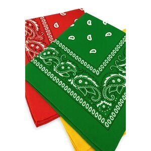 Green Yellow Orange Colorful Bandanas 21x21 Inch Square Western Style Scarves Se